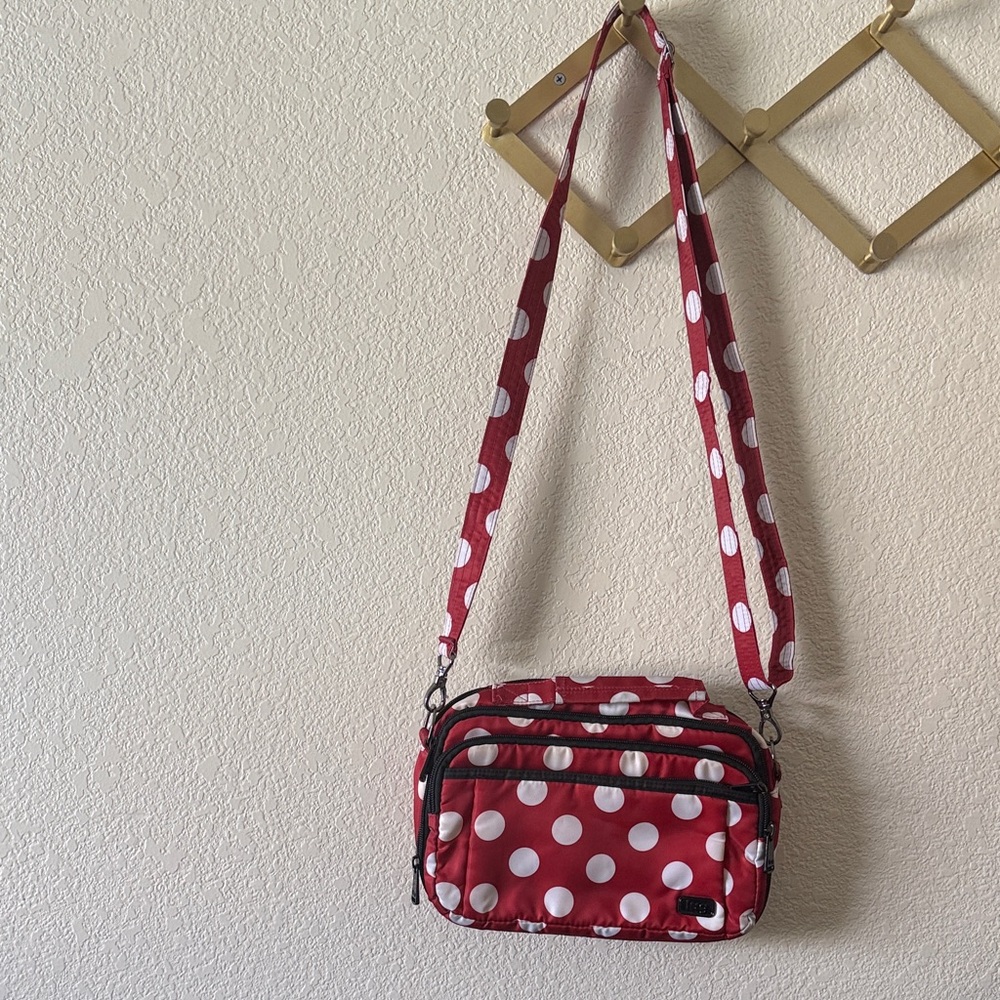 Lug Red and White Polka Dot Crossbody Bag
